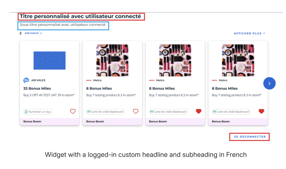 Headline & Subheading logged FR